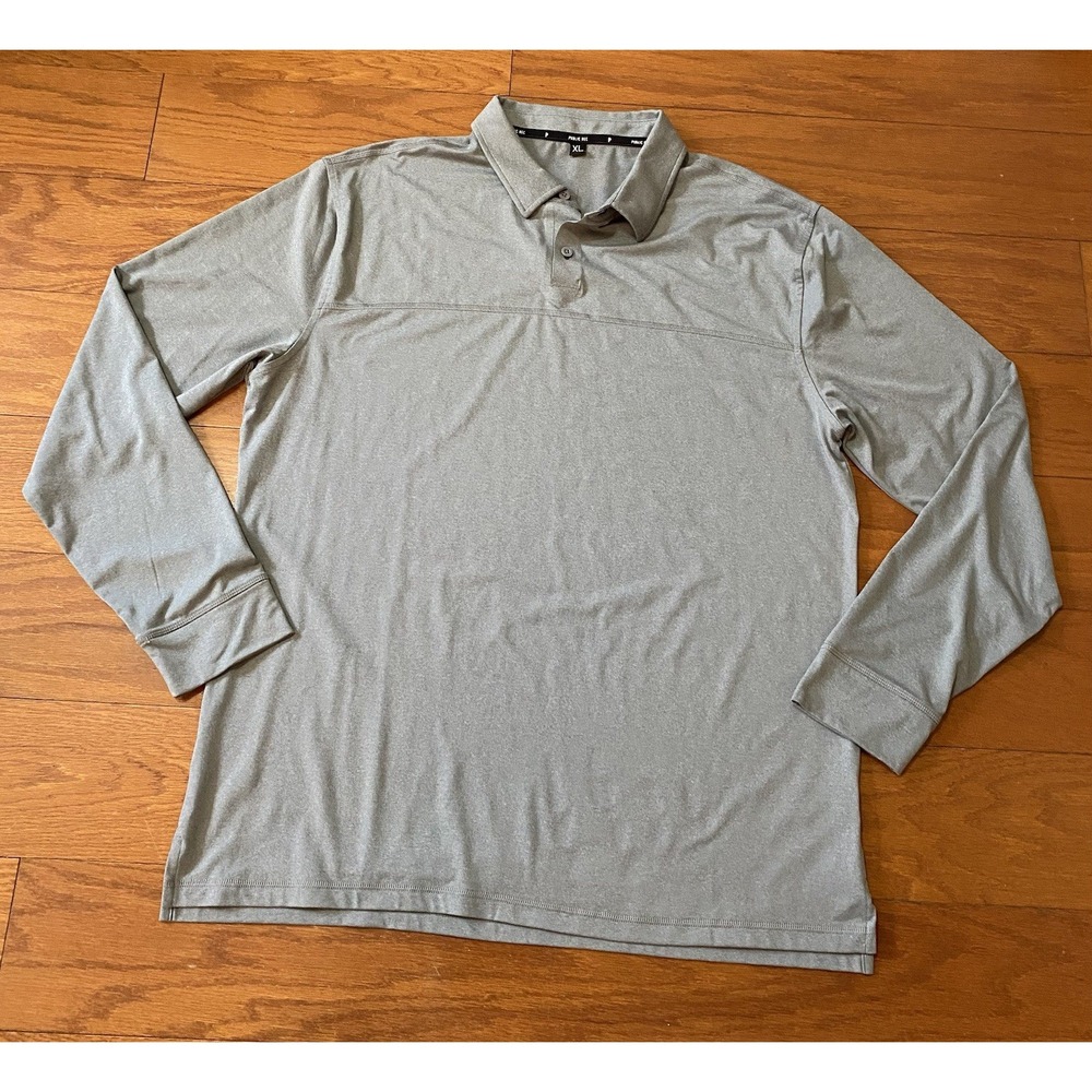 Public Rec Polo Shirt Mens XL Gray Long Sleeve Elevate Stretch Slim Excellent Co
